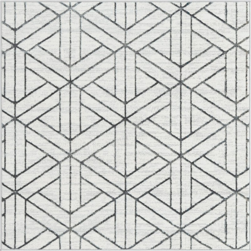 5' 3 x 5' 3 Norwood · Geometric rug, white