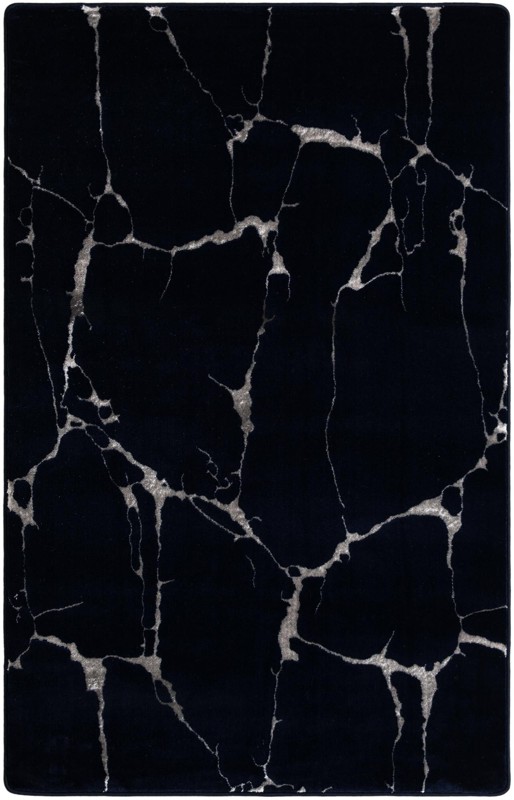 4' x 6' Ravenhill · Abstract rug, navy blue and silver