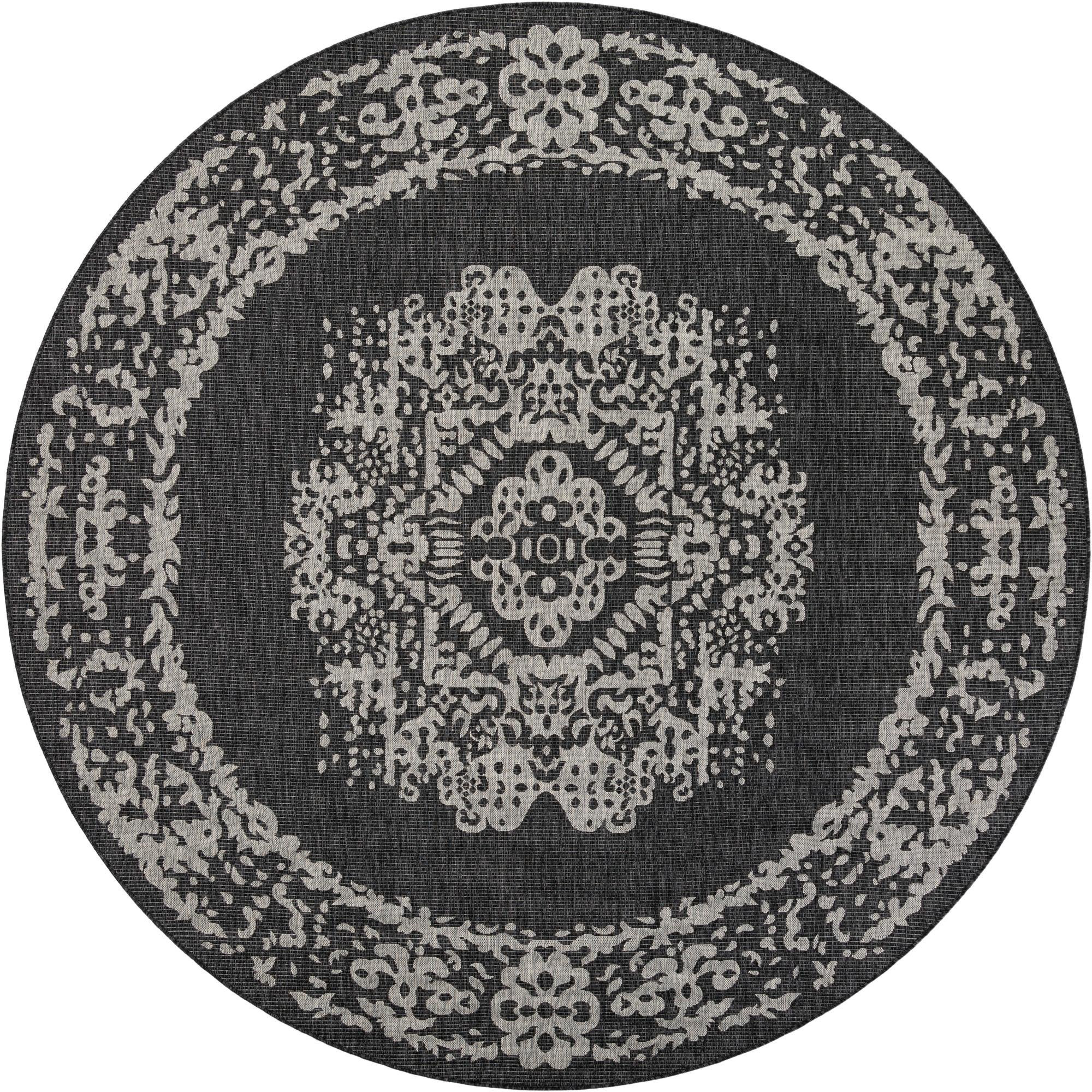 10' x 10' Hayden · Medallion Outdoor Rug, charcoal