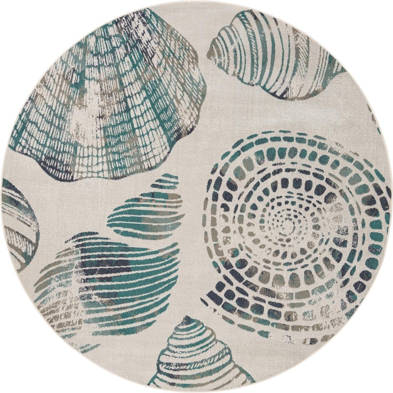 Darby · Seashell Outdoor Rug, ivory, blue and green