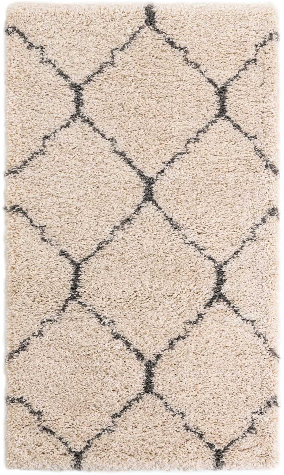 3' 3 x 5' 3 Jameson · Diamond trellis Shag Rug, ivory and gray