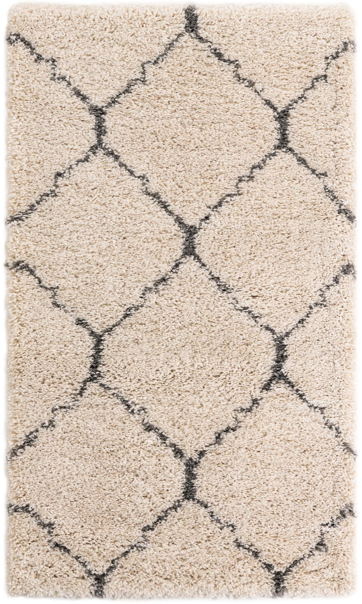 3' 3 x 5' 3 Jameson · Diamond trellis Shag Rug, ivory and gray