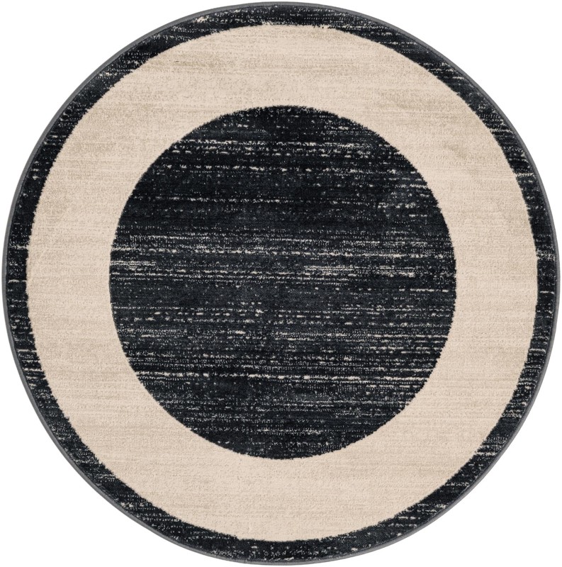 3' 3 x 3' 3 Stanway · Border rug, navy and ivory