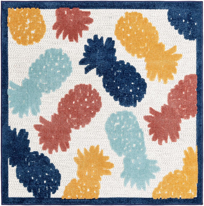 Ewell · Pineapple Outdoor Rug, multicolor and white