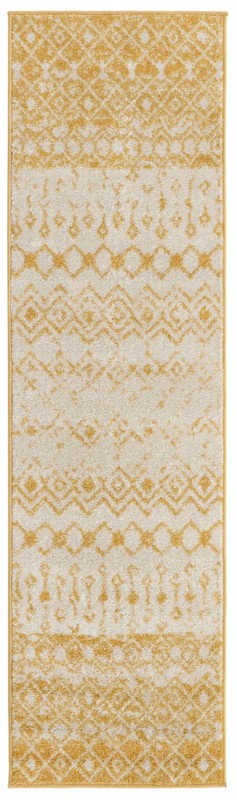 Vernon · Geometric oval rug, yellow and ivory