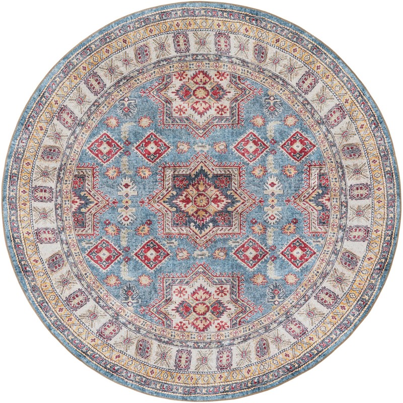 7' 10 x 7' 10 Pickett · Border Washable Rug, light blue
