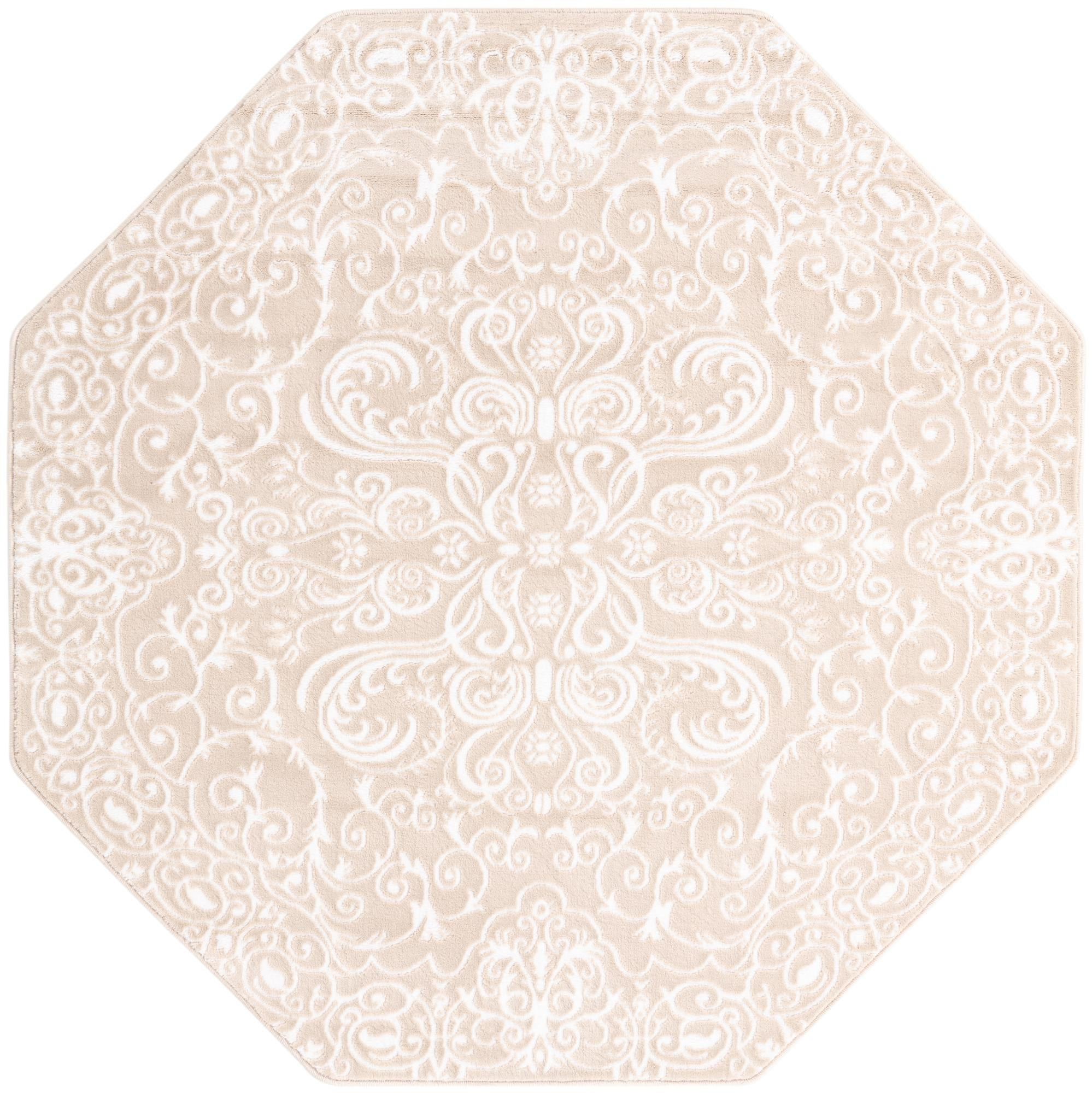 5' 3 x 5' 3 Harley · Damask rug, beige and ivory