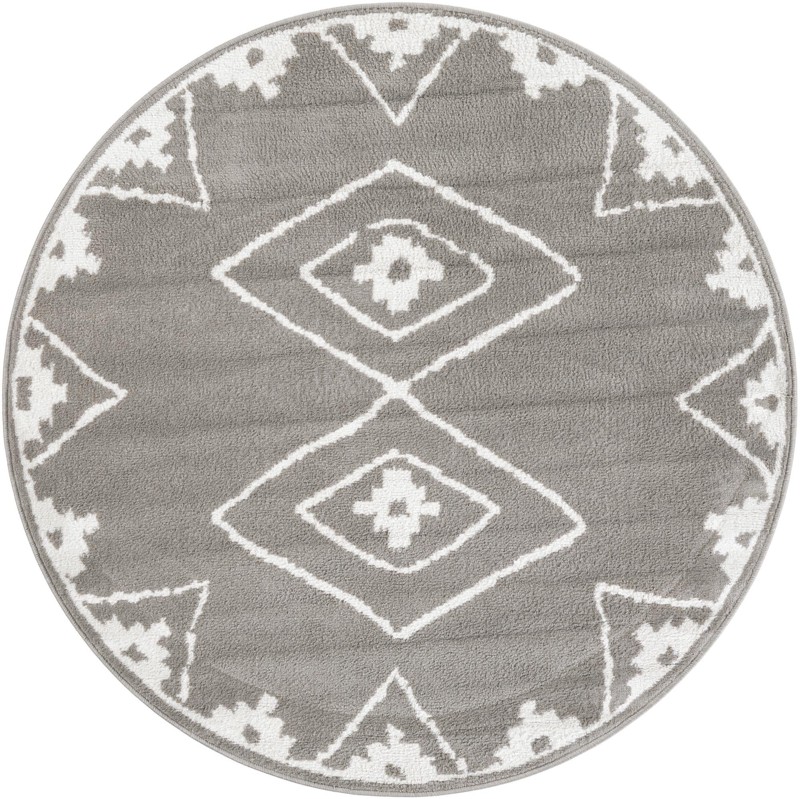 5' x 5' Sumac · Diamond rug, gray