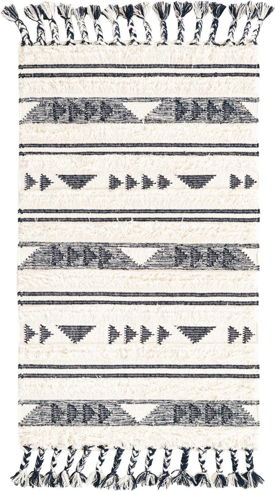 3' 3 x 5' 1 Tolbert · Geometric striped Wool Rug, cream and navy