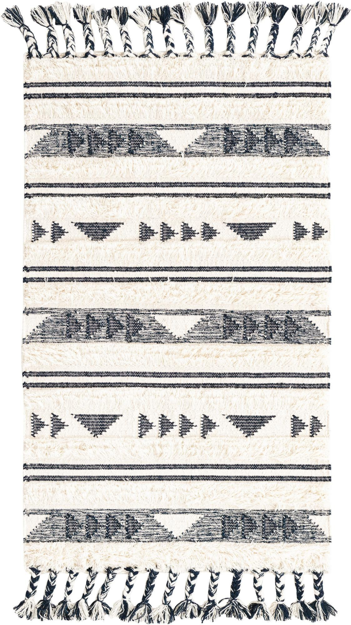 3' 3 x 5' 1 Tolbert · Geometric striped Wool Rug, cream and navy