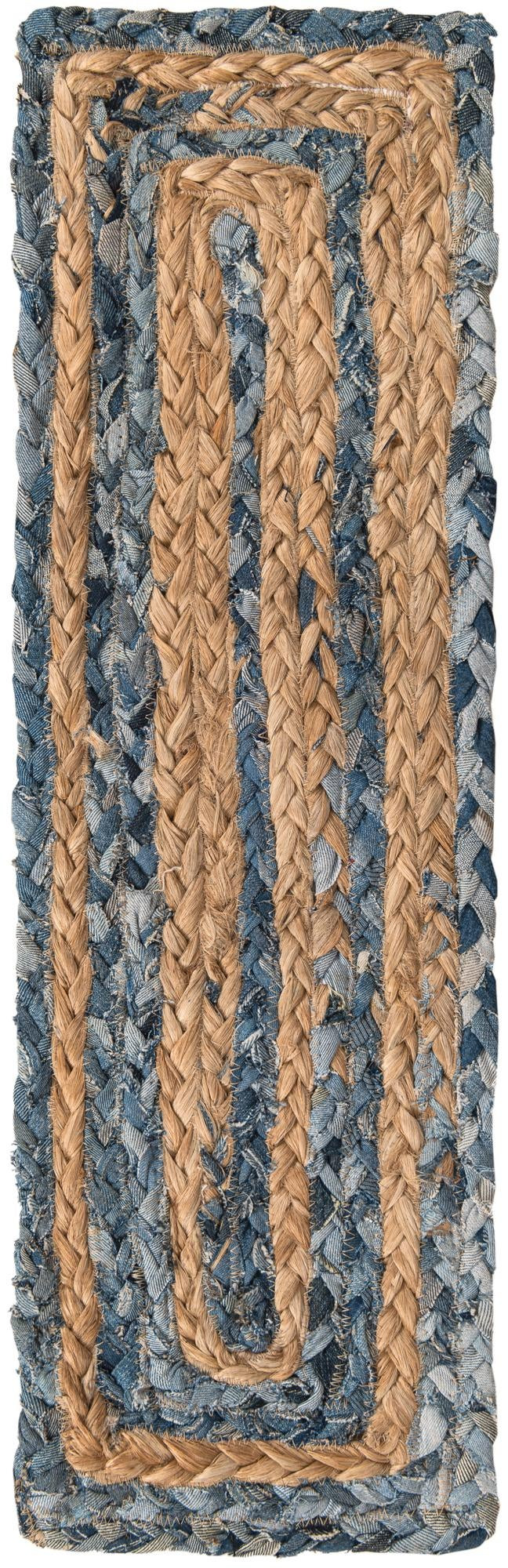 0' 9 x 2' 6 Paducah · Striped Chindi Rug, blue