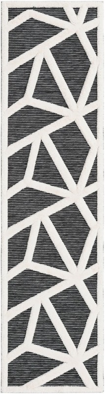 2' 7 x 10' Sutter · Geometric line rug, gray and ivory