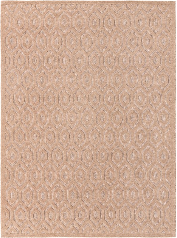 9' x 12' Roanoke · Geometric lattice Outdoor Rug, warm beige