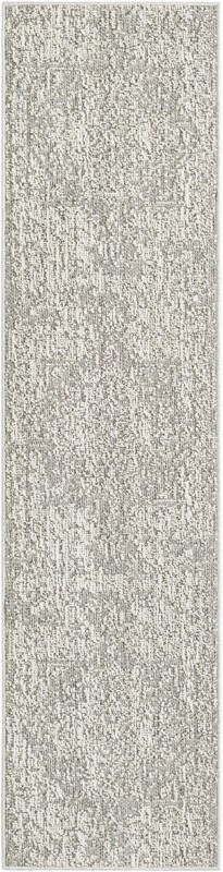2' x 8' Cotter · Faded medallion Outdoor Rug, gray and cream