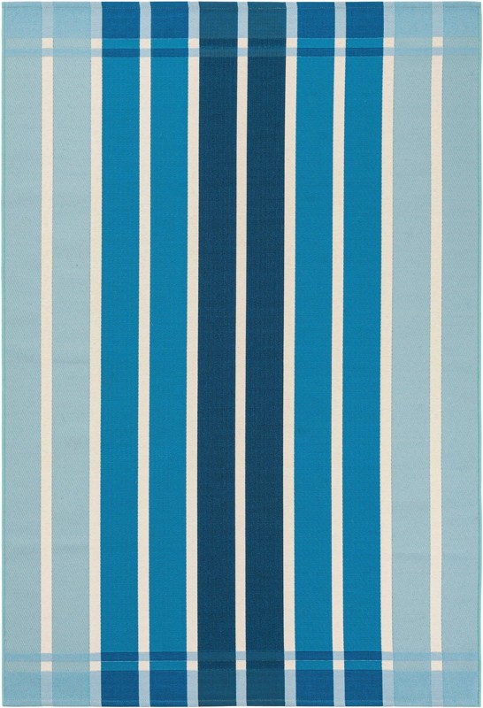 5' 3 x 8' Lomax · Striped Outdoor Rug, shades of blue