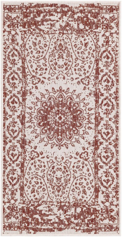 2' x 4' Royce · Border Outdoor Rug, rust red