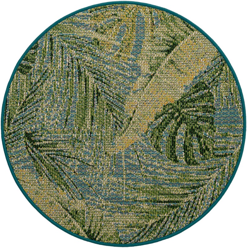 3' x 3' Jay · Border Outdoor Rug, green blue