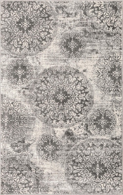 Blakemore · Distressed medallion rug, gray and ivory