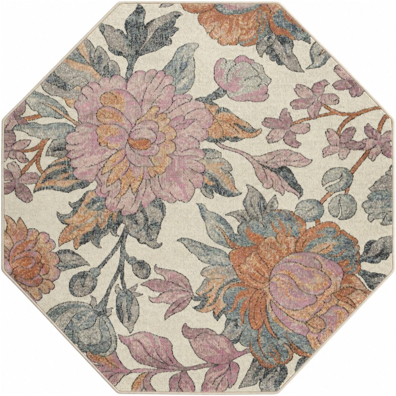 5' x 5' Sandstone · Floral / botanical rug, multi