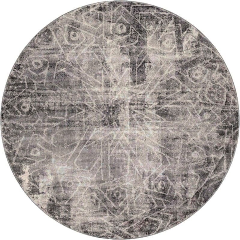 7' x 7' Blakemore · Distressed medallion rug, gray and ivory