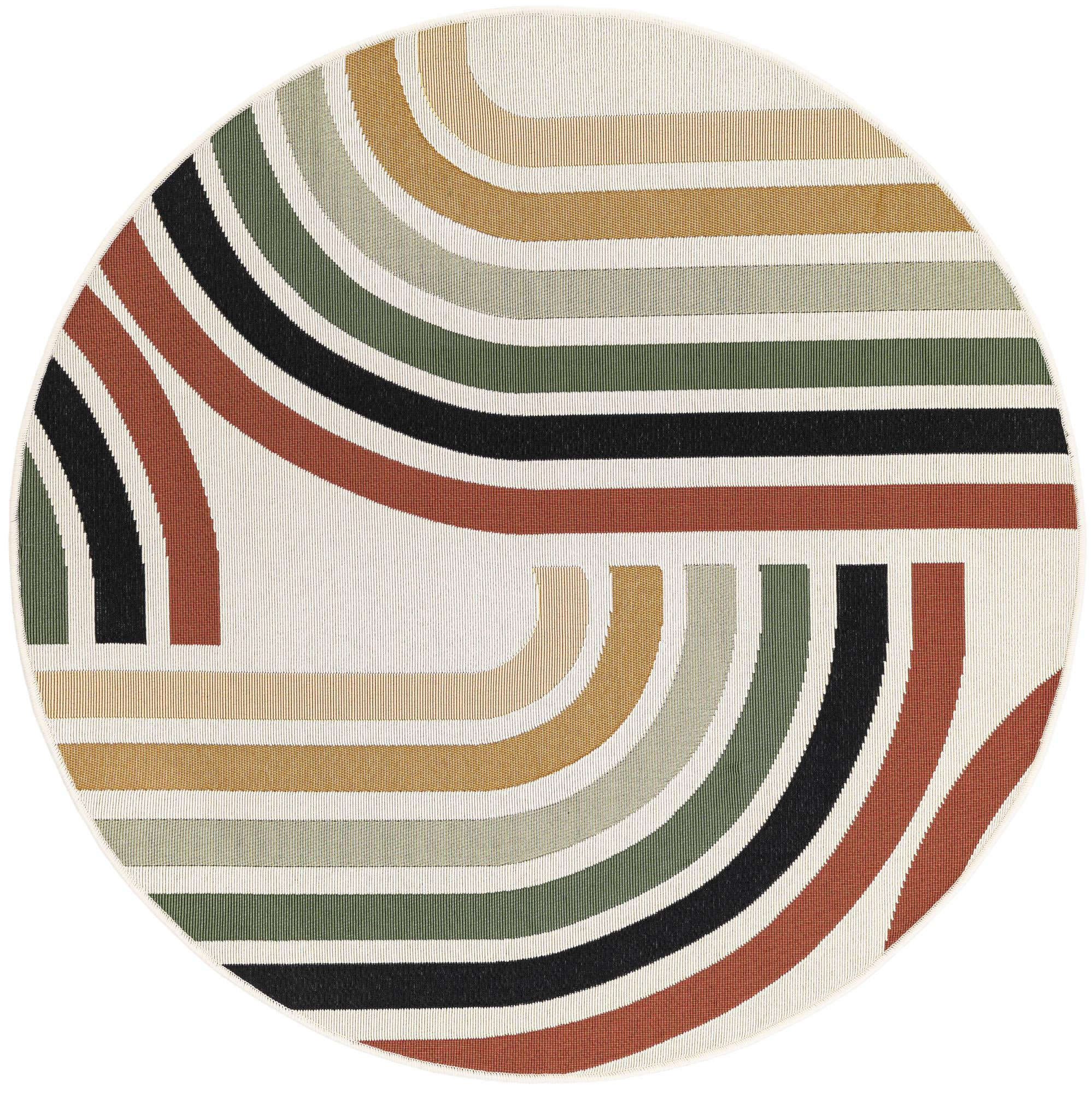 4' x 4' Mulligan · Striped geometric Outdoor Rug, multi