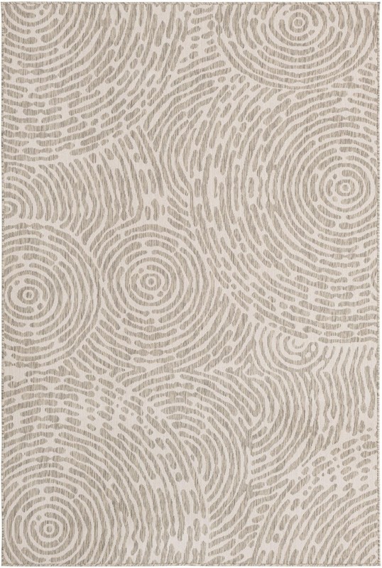 6' x 9' Grafton · Swirling lines Outdoor Rug, gray and ivory