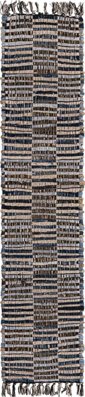 1' 2 x 6' 1 Ratcliff · Striped Chindi Rug, charcoal, beige and blue