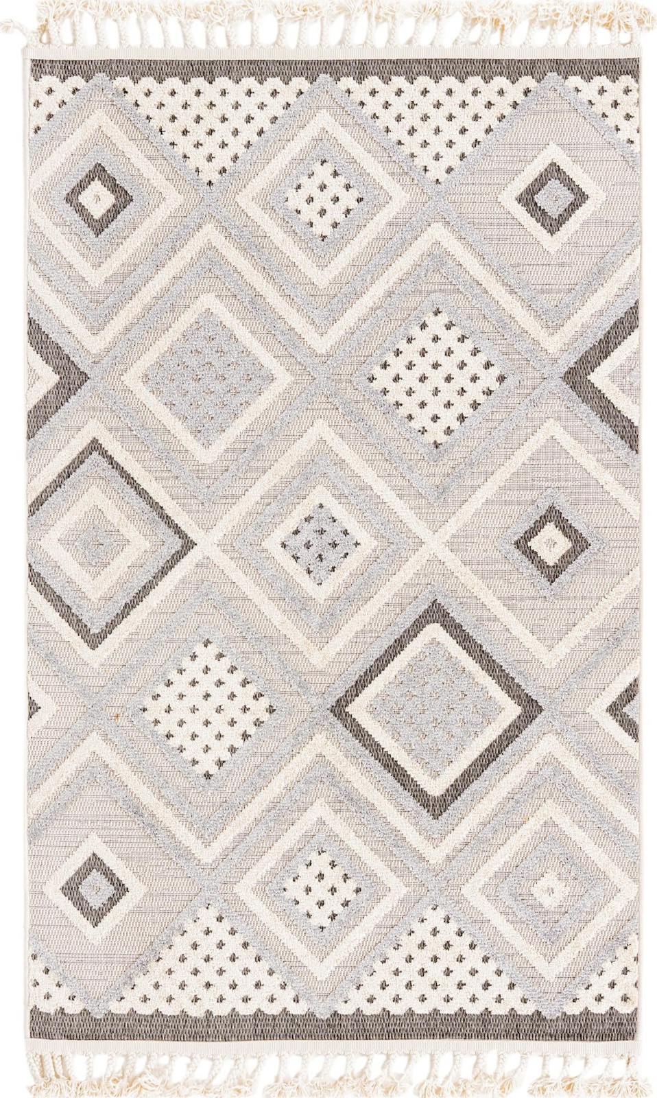 4' x 6' Crowley · Diamond geometric rug, beige and gray