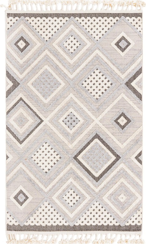 Crowley · Diamond geometric rug, beige and gray