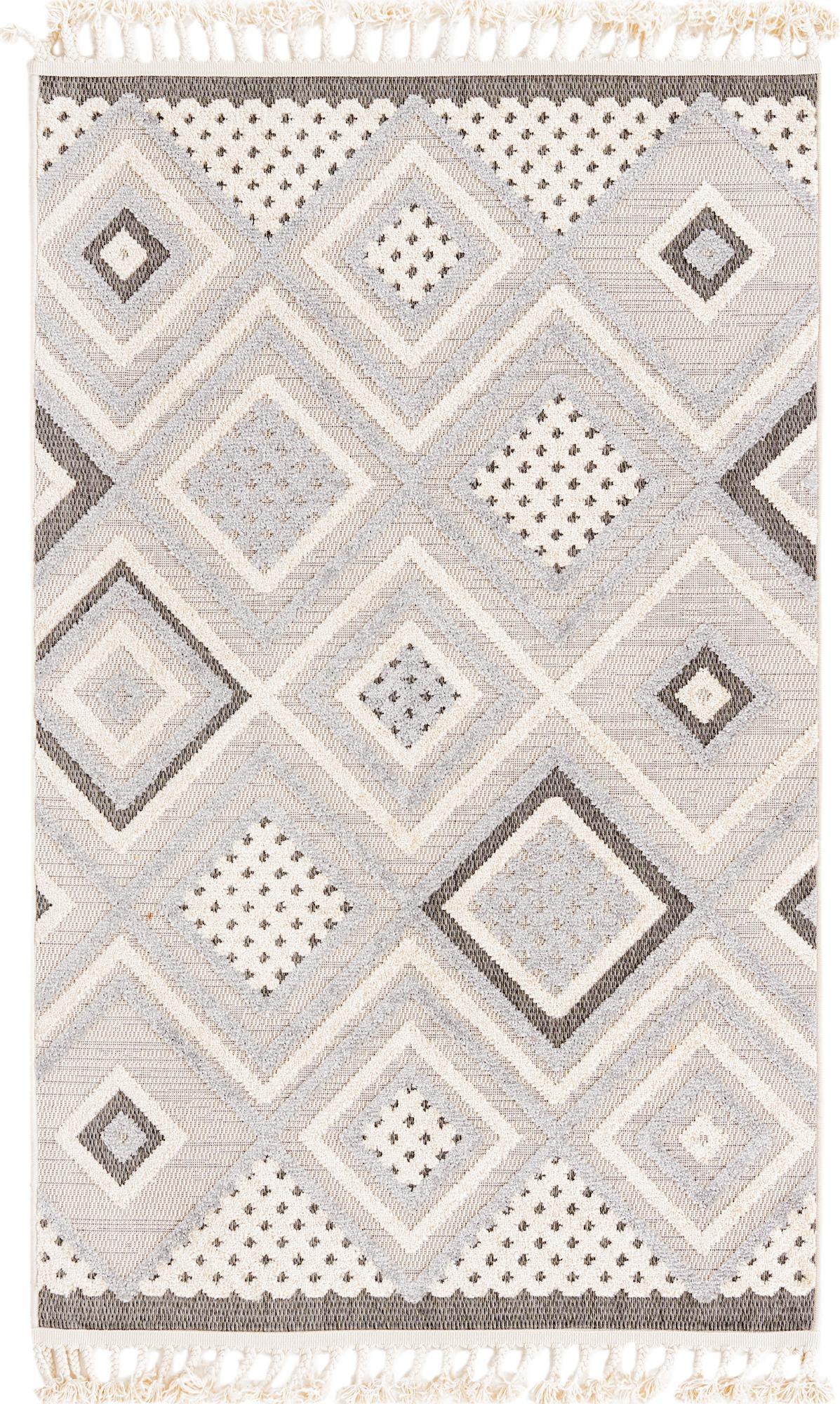 4' x 6' Crowley · Diamond geometric rug, beige and gray
