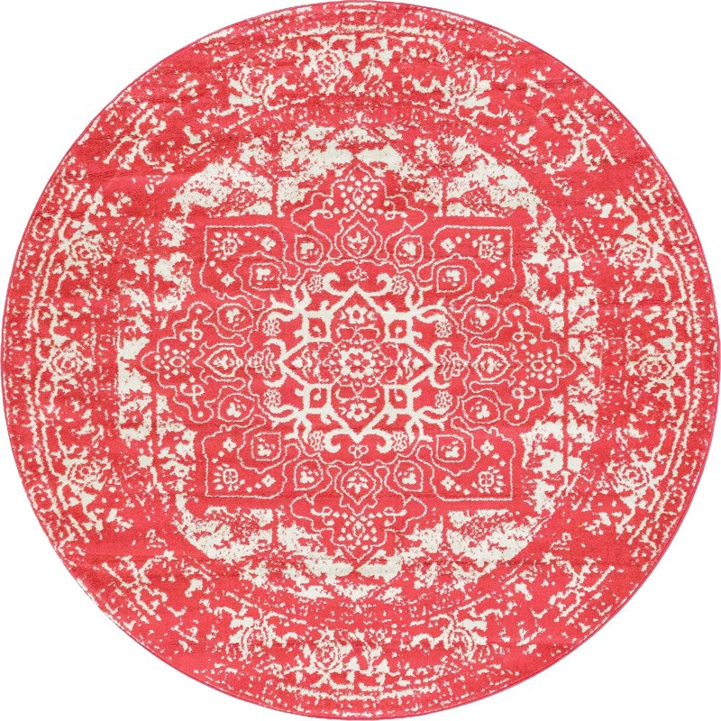 7' 10 x 7' 10 Birch · Medallion rug, pink