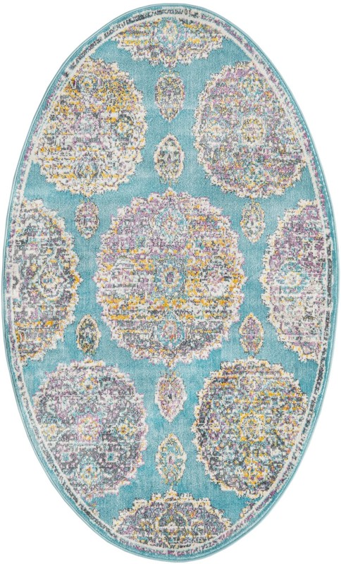 3' 3 x 5' 3 Mather · Medallion rug, turquoise and gold