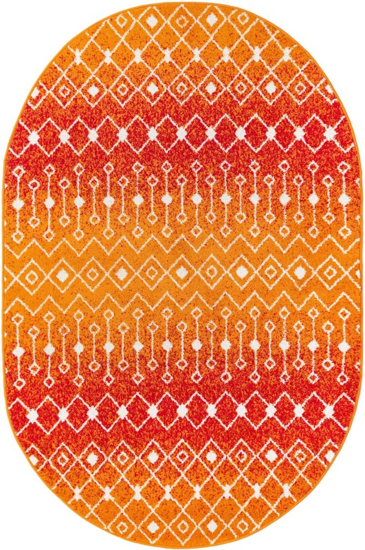 5' 3 x 8' Boswell · Geometric diamond rug, orange and ivory