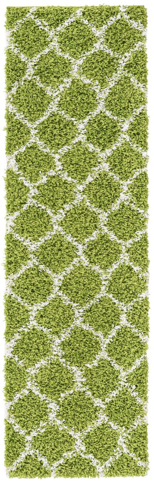 2' x 7' Barnett · Geometric Shag Rug, green