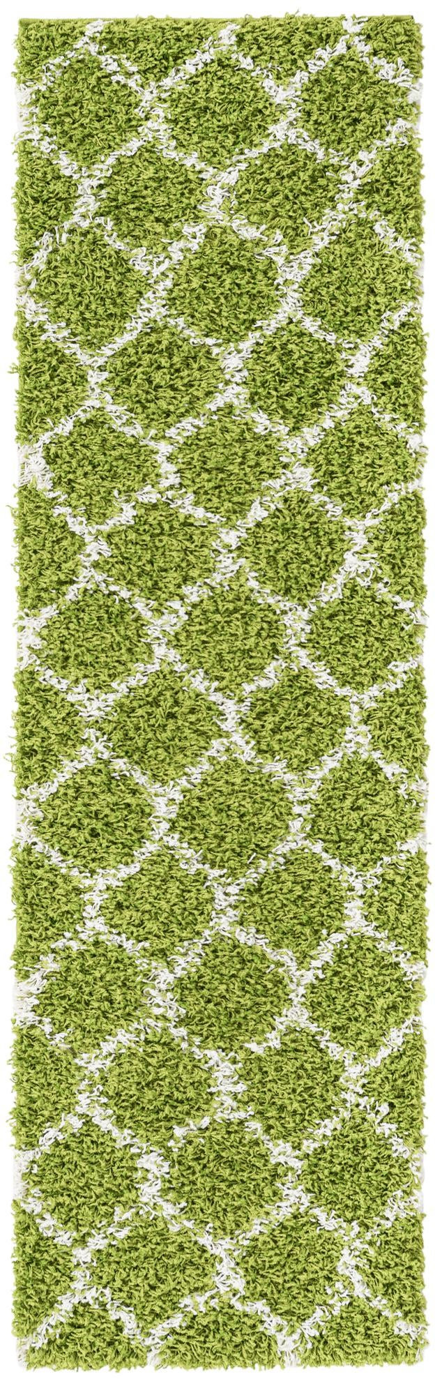 2' x 7' Barnett · Geometric Shag Rug, green