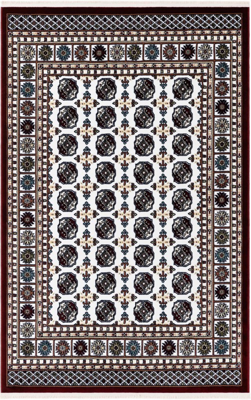 4' x 6' Crestwood · Geometric medallion rug, ivory and red