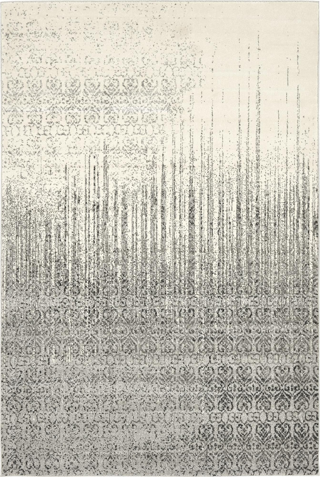 6' x 9' Marchmont · Abstract damask rug, gray and ivory