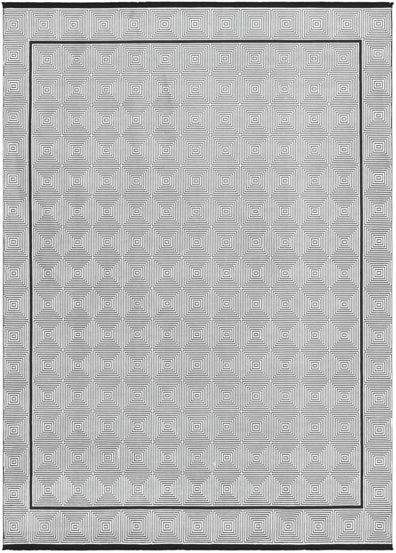 9' x 12' Goddard · Border rug, black and white