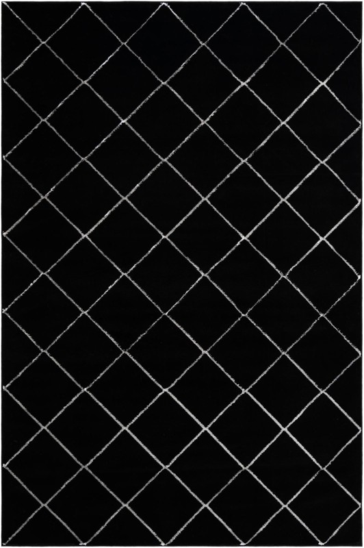 6' x 9' Gilchrist · Diamond rug, black and silver