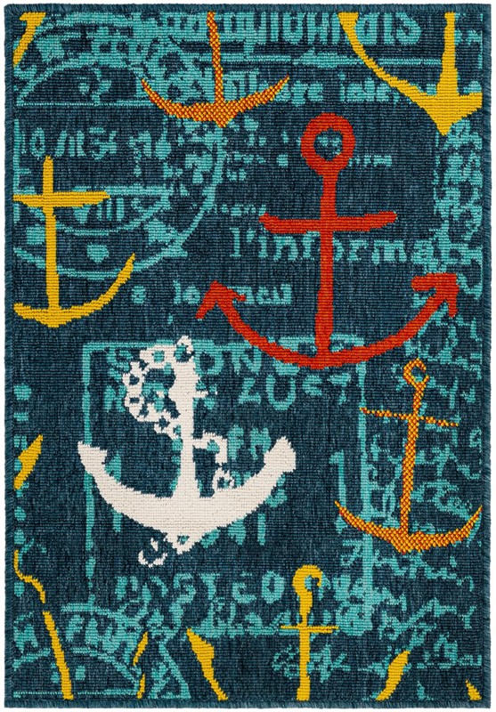 2' x 3' Lavery · Pictoral Outdoor Rug, navy blue