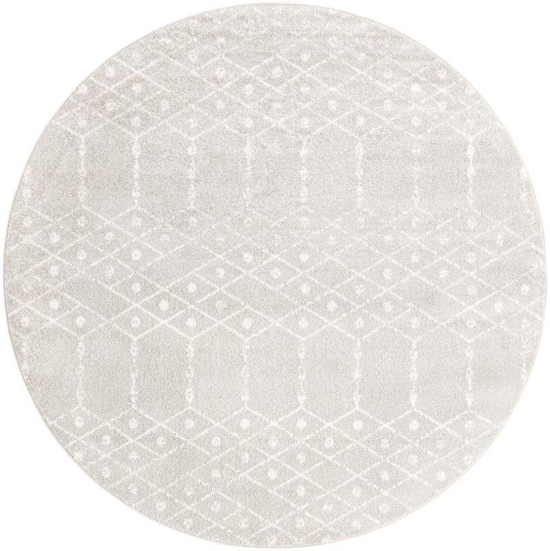 7' 10 x 7' 10 Newcomb · Geometric lattice rug, light gray and ivory