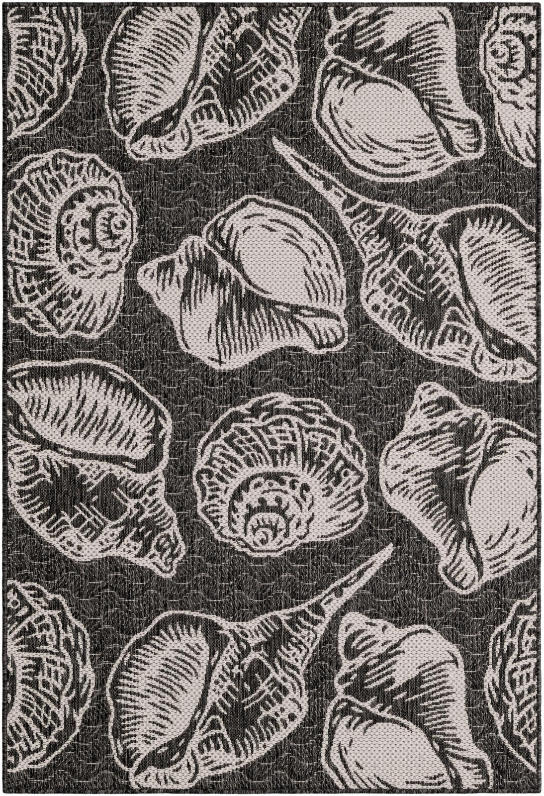 4' x 6' Arcata · Seashell Outdoor Rug, black and white