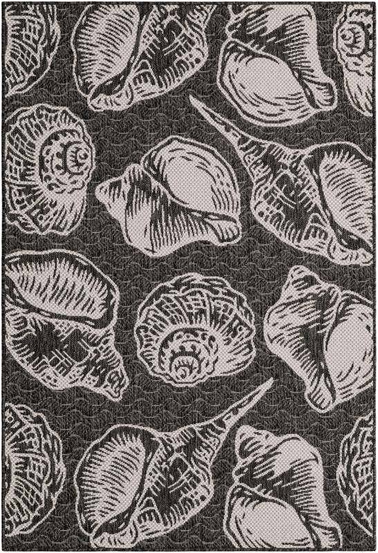 4' x 6' Arcata · Seashell Outdoor Rug, black and white