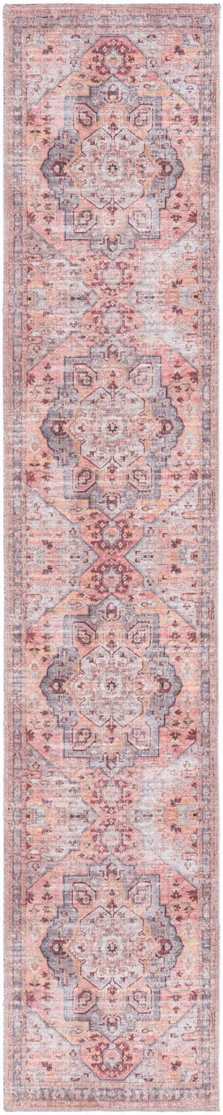 2' x 10' Shattuck · Medallion Washable Rug, apricot and gray