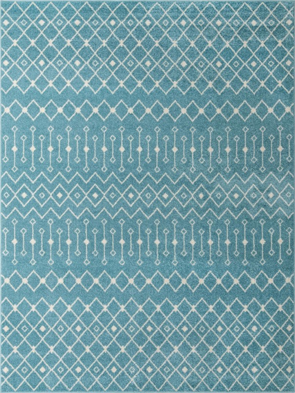 10' x 13' Boswell · Geometric trellis rug, aqua and ivory