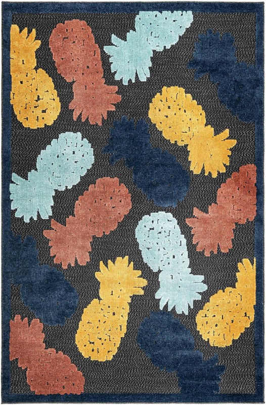 5' 3 x 8' Ewell · Border Outdoor Rug, black