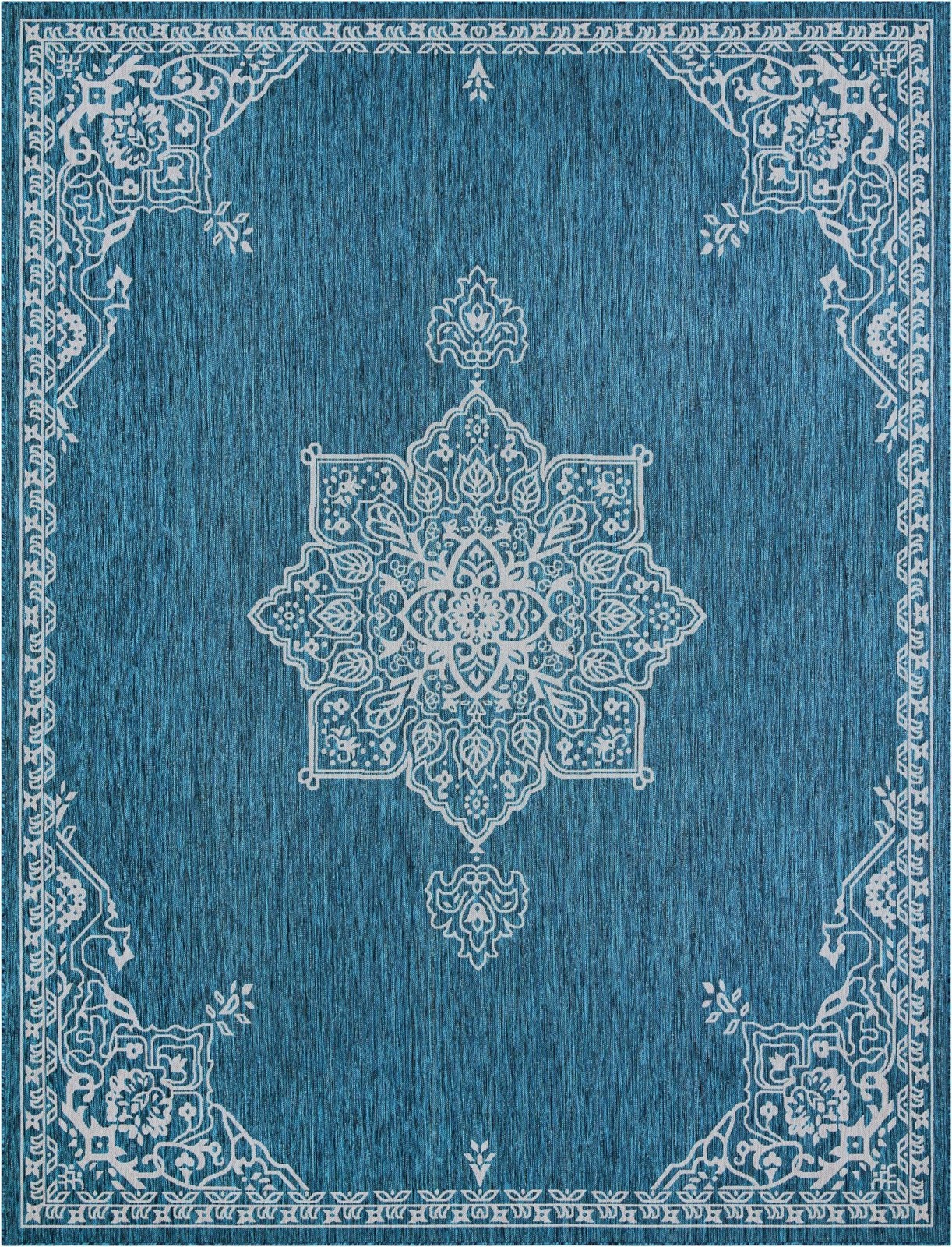 10' x 13' Rhys · Border Outdoor Rug, teal