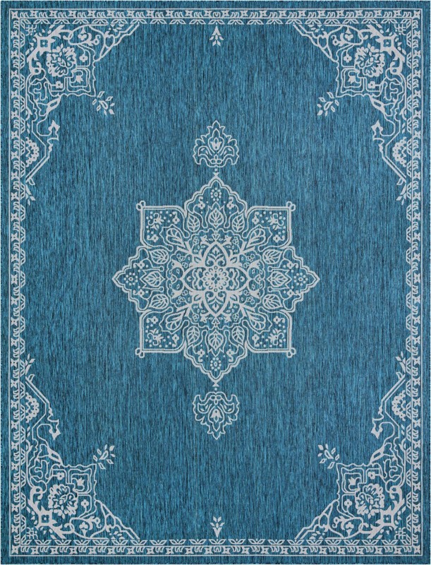 10' x 13' Rhys · Border Outdoor Rug, teal