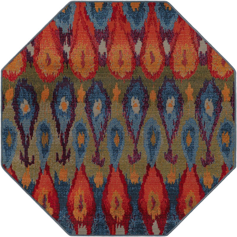 4' x 4' Lomax · Ikat teardrop Outdoor Rug, multi