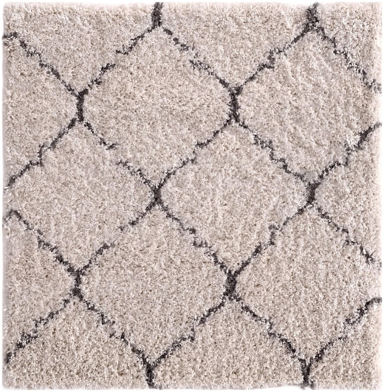 4' x 4' Jameson · Diamond trellis Shag Rug, ivory and gray
